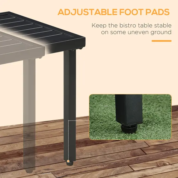 Buy Garden Side Table End Table Patio Coffee Table with Umbrella Hole, Steel Frame for Balcony, Black, 6 image