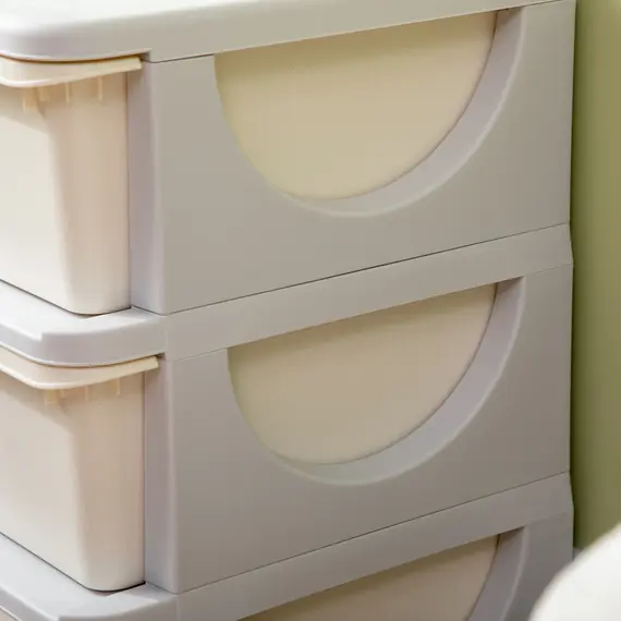 Buy Three-Tier Kids Storage Boxes, with Three Drawers - White, 8 image