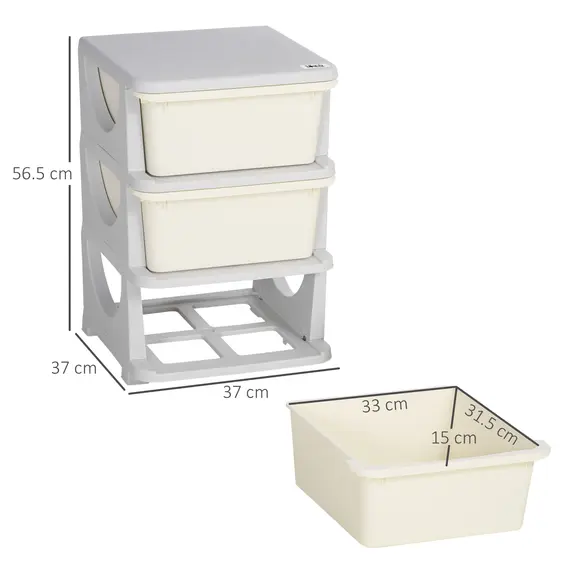 Buy Three-Tier Kids Storage Boxes, with Three Drawers - White, 3 image