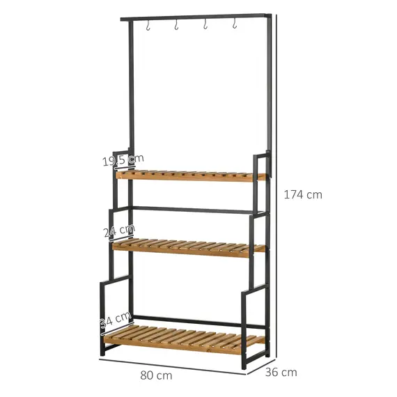 Buy 3 Tiered Plant Stand with Hanging Hooks, Flower Rack Shelf for Indoor Outdoor Porch Balcony Living Room Bedroom, 3 image
