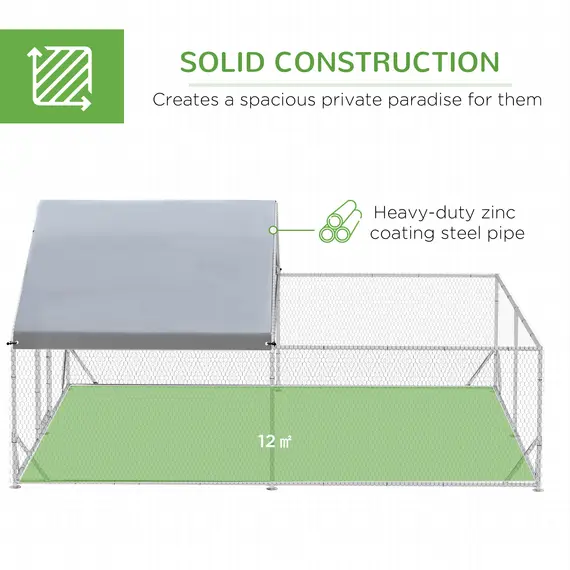 Buy PawHut Walk-In Chicken Run, Hen House, with Roof, for Ducks, Chickens, Rabbits, 3 image