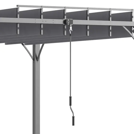 Buy Outsunny 4 x 3(m) Outdoor Pergola with Retractable Roof, Aluminium Louvered Patio Gazebo Canopy for Lawn Garden Patio, Grey, 7 image