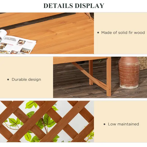 Buy Outsunny Garden Bench, Wooden Garden Arbour with Seat for Vines/Climbing Plants, Brown, 5 image