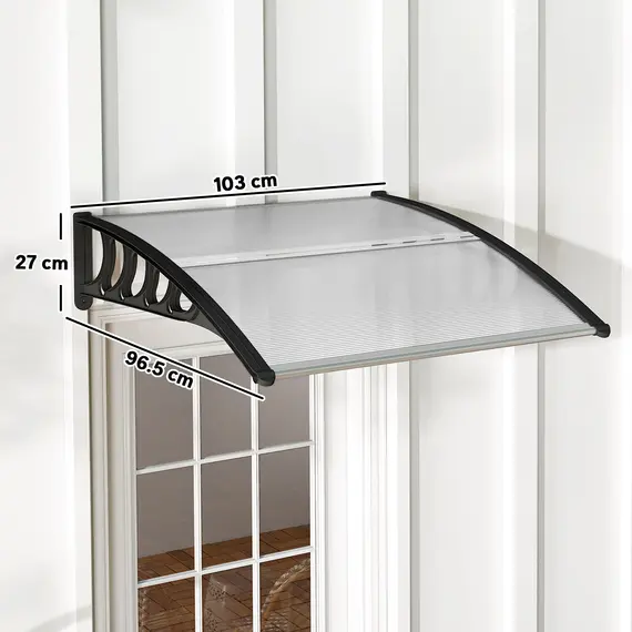 Buy Front Door Canopy, Outdoor Awning, Rain Shelter for Window, Porch and Front/Back Door, 103 x 96.5 cm, Clear, 3 image