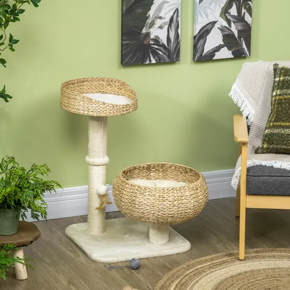 Buy 72cm Cat Tree Kitten Tower, with Sisal Scratching Post, Two Beds, Toy Ball, 5 image