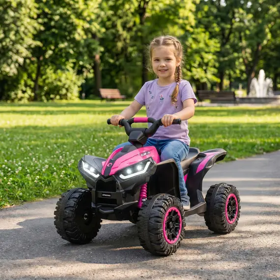 Buy 12V Ride-On Quad Bike w/ Music, Horn, for Ages 3-5 Years - Pink, 2 image