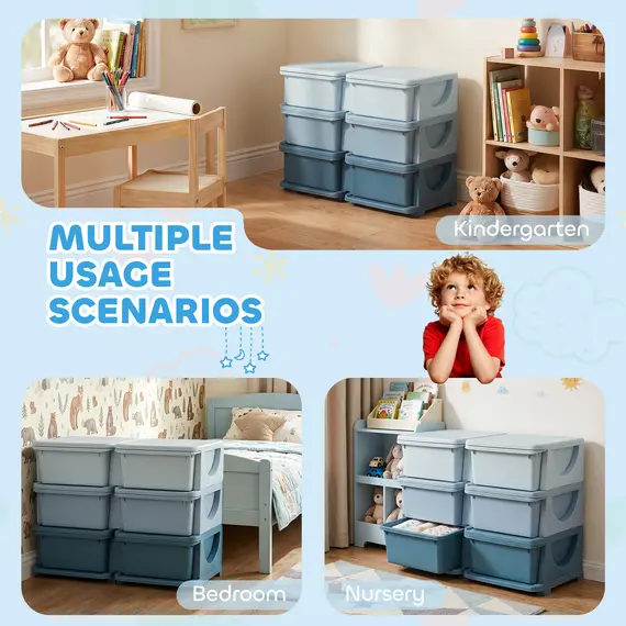Buy Kids Storage Unit, with Six Drawers - Blue, 5 image