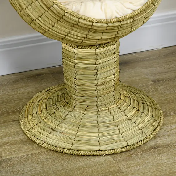 Buy Raised Detachable Cat house, Natural Mat Grass Cat Bed, with Cushion, 9 image