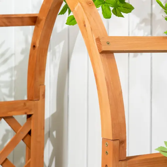 Buy Raised Garden Bed with Arch Trellis, Freestanding Garden Planter Box for Vine Climbing Plant Flower Herb, Brown, 9 image
