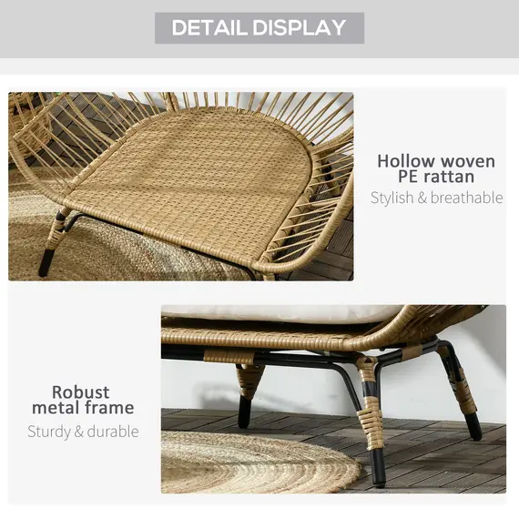 Buy Outsunny Rattan Egg Chair with Cushions and Pillows, Khaki, 7 image