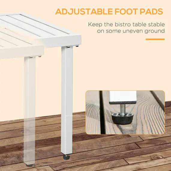 Buy Garden Side Table End Table Patio Coffee Table with Umbrella Hole, Steel Frame for Balcony, White, 6 image