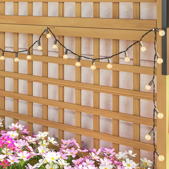 Buy Raised Bed with Drainage Holes, Wood Planter with Trellis for Climbing Plants to Grow Vegetables, Flowers, Yellow, 9 image
