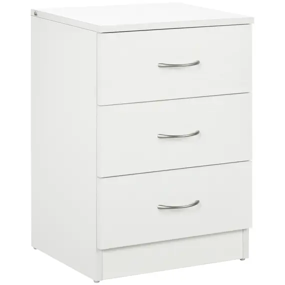 Buy Three-Drawer Simple Bedside Table - White