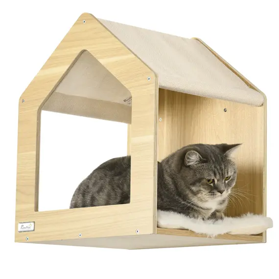 Buy 8 Piece Cat Shelves Set, with Cat House, Three Perches, Three Scratching Posts, 8 image