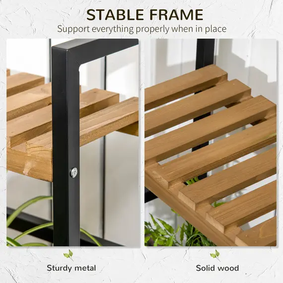 Buy 3 Tiered Plant Stand with Hanging Hooks, Flower Rack Shelf for Indoor Outdoor Porch Balcony Living Room Bedroom, 6 image