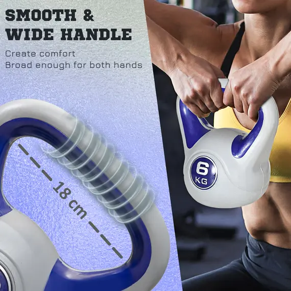 Buy SPORTNOW Kettlebell, 6kg Kettle Bells with Handle for Home Gym Weight Lifting and Strength Training, Purple and Grey, 4 image
