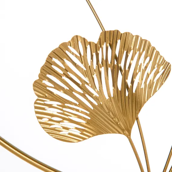 Buy Large Metal Wall Art, Modern Hanging Wall Sculpture with Unique Multi-leaf Design, Horizontal or Vertical Metal Hanging Decoration for Living Room Bedroom Entryway, Gold Silver, 8 image