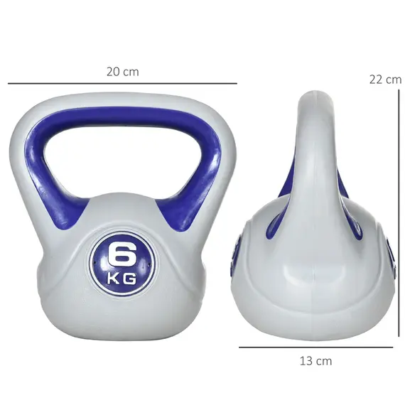 Buy SPORTNOW Kettlebell, 6kg Kettle Bells with Handle for Home Gym Weight Lifting and Strength Training, Purple and Grey, 3 image