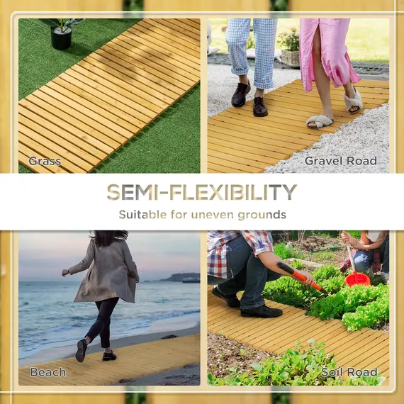 Buy Rollable Wooden Garden Pathway Weather-Resistant Walk Way for Wedding Party Pathways 185 x 60 cm, 4 image