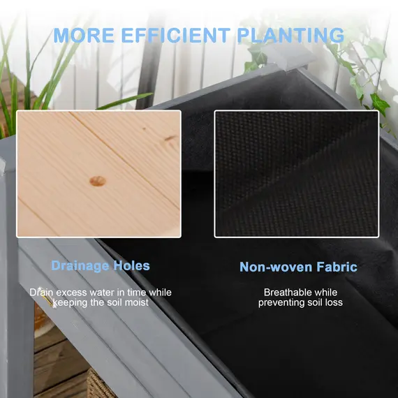 Buy Raised Bed for Garden, Wooden Elevated Planter Box with Bed Liner, for Flower Vegetable Herb, Dark Grey, 7 image