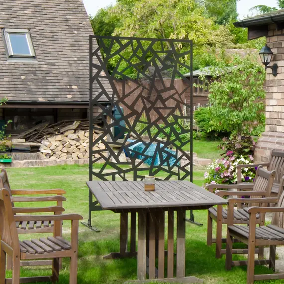 Buy Freestanding Garden Partition Screen Metal Decorative Outdoor Divider with Expansion Screws for Garden Patio Deck, 9 image