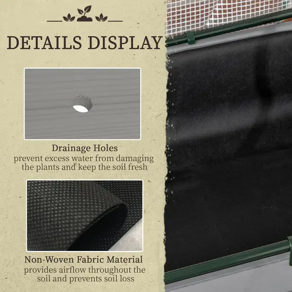 Buy Outsunny Raised Garden Bed Outdoor Elevated Wood Planter Box w/ PE Cover, Dark Grey, 5 image