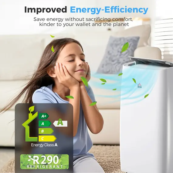 Buy HOMCOM Portable Air Conditioner 12000 BTU, 4-in-1 Air Conditioning Unit, Dehumidifier, Cooling, Fan, Sleep Mode with 2 Speeds, Remote, LED Display, 24H Timer, Window Kit, Child Lock, 35m², Cream, 5 image