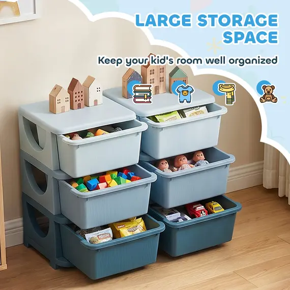 Buy Kids Storage Unit, with Six Drawers - Blue, 4 image