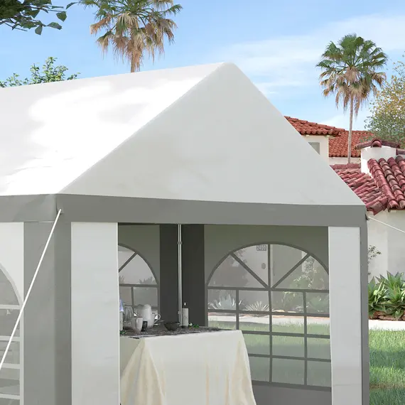 Buy Outsunny 6 x 4m Galvanised Party Tent, Marquee Gazebo with Sides, Six Windows and Double Doors, for Parties, Wedding and Events, 8 image