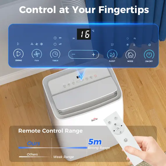 Buy HOMCOM Portable Air Conditioner 12000 BTU, 4-in-1 Air Conditioning Unit, Dehumidifier, Cooling, Fan, Sleep Mode with 2 Speeds, Remote, LED Display, 24H Timer, Window Kit, Child Lock, 35m², Cream, 6 image