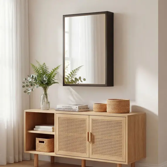 Buy Bathroom Cabinet with Mirror, Wall Mounted Bathroom Mirror Cabinet with Storage Shelves, 40 x 12 x 60 cm, Black, 9 image