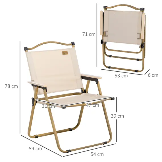 Buy Camping Chair for Adults, Lightweight Folding Chair, Portable Chair for Camping, Fishing, Beach and Outdoor Travel, Khaki, 3 image