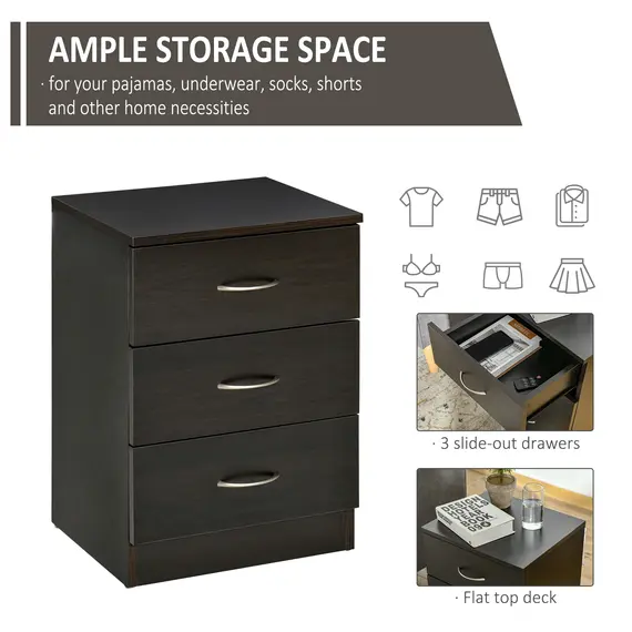 Buy Bedside Cabinet with Drawer and Shelf, White Bedside Table for Bedroom, Living Room, Nightstand Side Table with Metal Rail Set of 2, 3 image