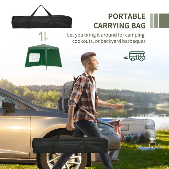 Buy Outsunny 2.4 x 2.4m Two Wall Pop Up Gazebo - Green, 8 image