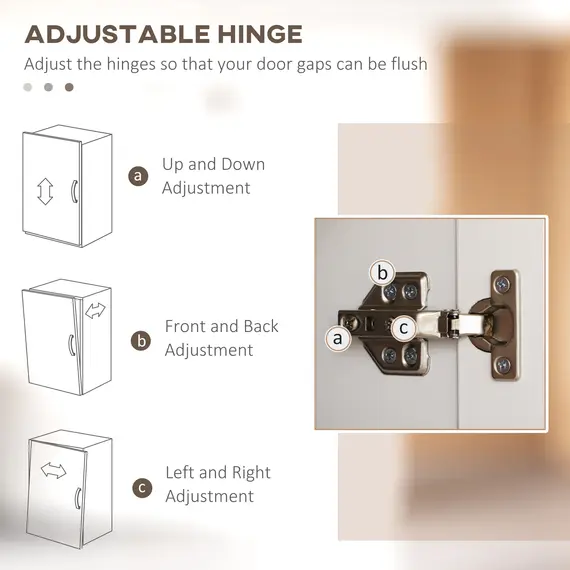 Buy Freestanding Kitchen Cupboard, 4-Door Storage Cabinet Organiser with Adjustable Shelves White Wood Effect, 7 image