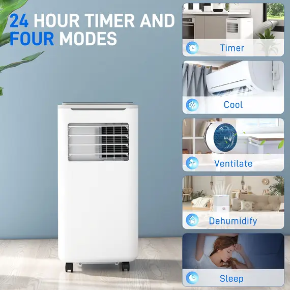 Buy HOMCOM 9000 BTU Portable Air Conditioner, Smart Home WiFi Compatible, 4 in 1 Air Conditioning Unit, Dehumidifier, Fan with Remote, 24H Timer, Window Venting Kit, 20m², R290, A Energy Efficiency, 5 image