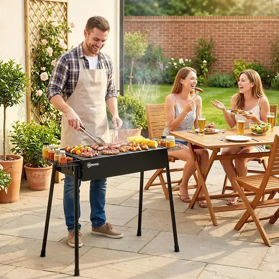Buy Portable Charcoal BBQ Grill with Seasoning Baskets for Camping Picnic Hiking, 9 image