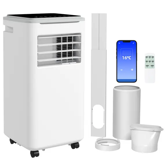 Buy HOMCOM 9000 BTU Portable Air Conditioner, Smart Home WiFi Compatible, 4 in 1 Air Conditioning Unit, Dehumidifier, Fan with Remote, 24H Timer, Window Venting Kit, 20m², R290, A Energy Efficiency