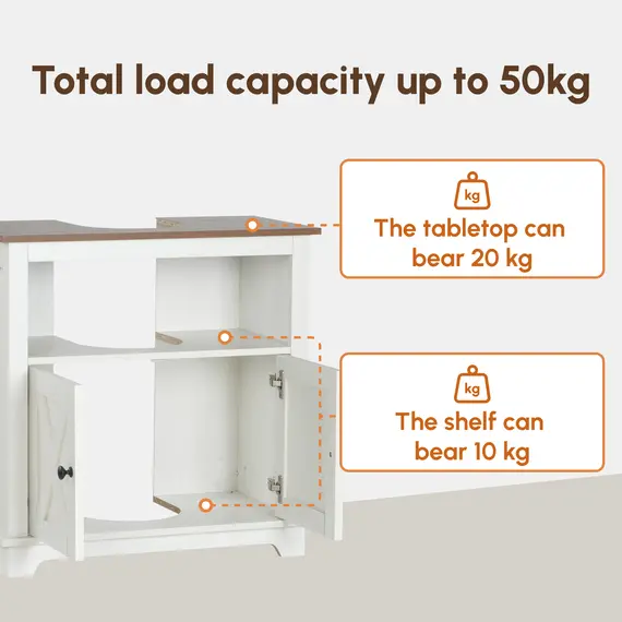 Buy Under Sink Cabinet Bathroom Vanity Unit with Double Doors and Storage Shelves, 60 x 30 x 60cm, White, 4 image