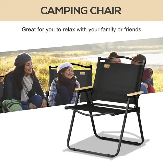 Buy Camping Chair for Adults, Lightweight Folding Chair, Portable Chair for Camping, Fishing, Beach and Outdoor Travel, Black, 4 image