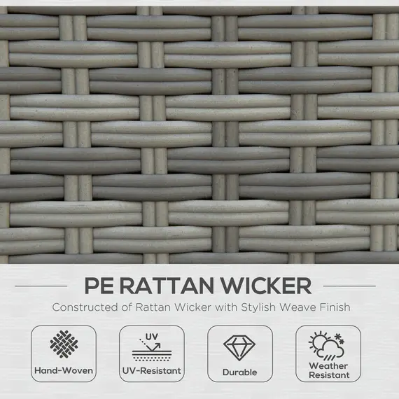 Buy Outsunny Seven-Piece Rattan Garden Sofa Set, with Expanding Table - Grey, 7 image