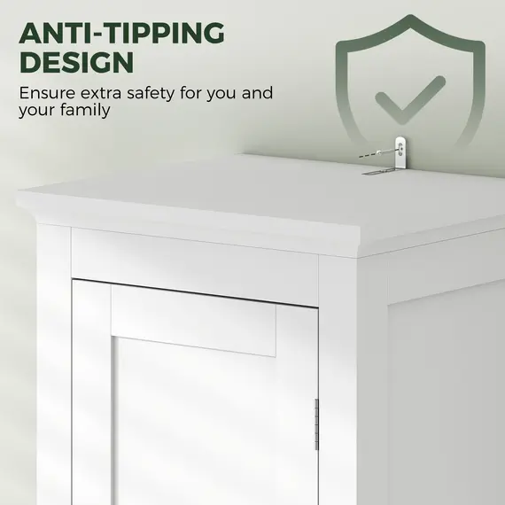 Buy Tall Bathroom Storage Unit, Slim Bathroom Cabinet with Adjustable Shelves and Double Door, White, 6 image