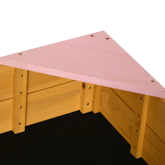 Buy Kids Wooden Sand Pit, Children Sandbox, with Four Seats, Non-Woven Fabric, for Gardens, Playgrounds, 7 image