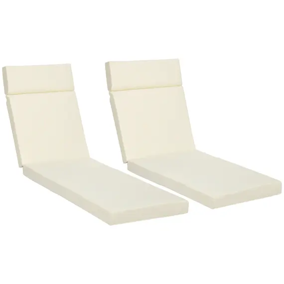 Buy Outsunny Set of 2 Sun Lounger Cushions, Replacement Cushions for Rattan Furniture with Ties, 196 x 55 cm, Cushion ONLY, Cream White