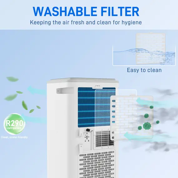Buy HOMCOM 9000 BTU Portable Air Conditioner, Smart Home WiFi Compatible, 4 in 1 Air Conditioning Unit, Dehumidifier, Fan with Remote, 24H Timer, Window Venting Kit, 20m², R290, A Energy Efficiency, 8 image