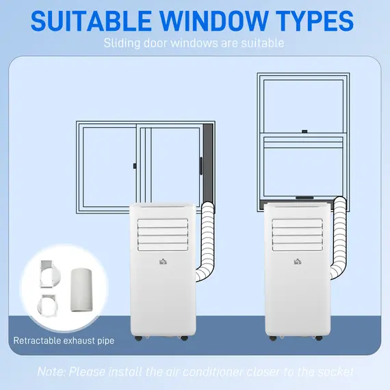 Buy HOMCOM 9000 BTU Portable Air Conditioner, Smart Home WiFi Compatible, 4 in 1 Air Conditioning Unit, Dehumidifier, Fan with Remote, 24H Timer, Window Venting Kit, 20m², R290, A Energy Efficiency, 7 image