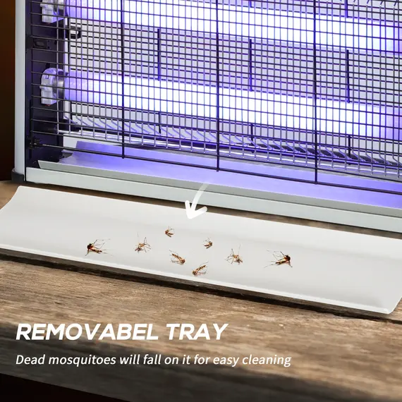 Buy 30W Electric Fly Zapper, Bug Zapper with UK Plug, 2 UV Bulbs, Hanging Chain, On/Off Switch and Removable Catch Tray, 60㎡ Coverage Insect Mosquito Killer for Indoor and Outdoor Use, Silver, 5 image