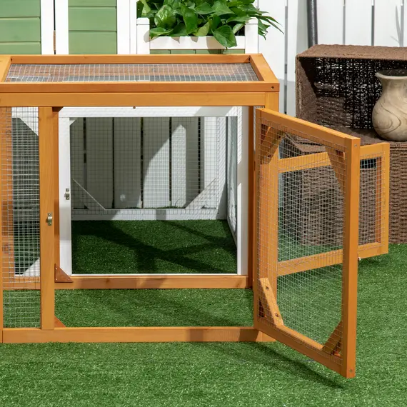 Buy Wooden Chicken Coop with Perches, Doors, Combinable Design, for 2-4 Chickens - Natural Wood Colour, 8 image