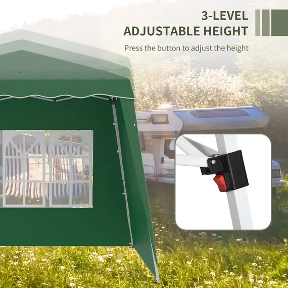 Buy Outsunny 2.4 x 2.4m Two Wall Pop Up Gazebo - Green, 6 image