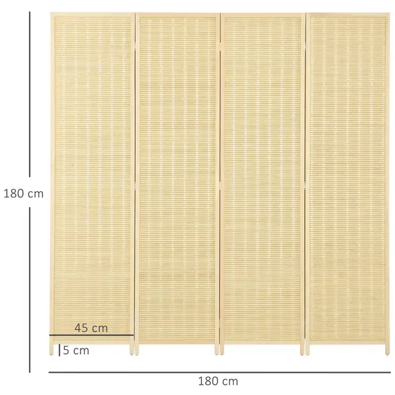 Buy 4 Panel Folding Room Divider Screen, Wall Panel Privacy Furniture, Freestanding Paravent Partition Separator for Living Room, Bedroom and Office, 180 x 180cm, Natural, 3 image